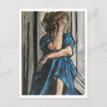 Woman in blue post card