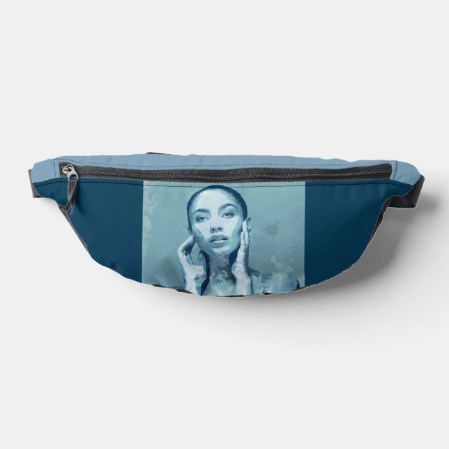 "Woman in Blue" Premium Canvas Fanny Pack (Lay Down)