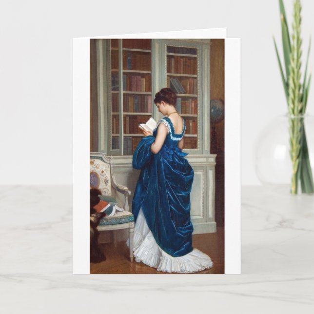 Woman in Blue, reading a Book Card (Front)