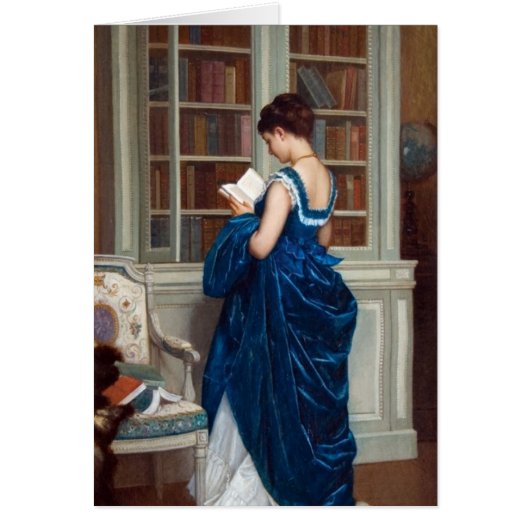 Woman in Blue, reading a Book Cards (Front)