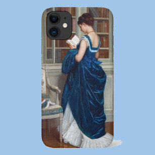 Woman in Blue, reading a Book iPhone 11 Case