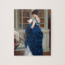 Woman in Blue, reading a Book Jigsaw Puzzle