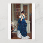 Woman in Blue, reading a Book Postcard