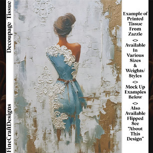 Woman in Blue & Textured Lace Dress EP9L Decoupage Tissue Paper