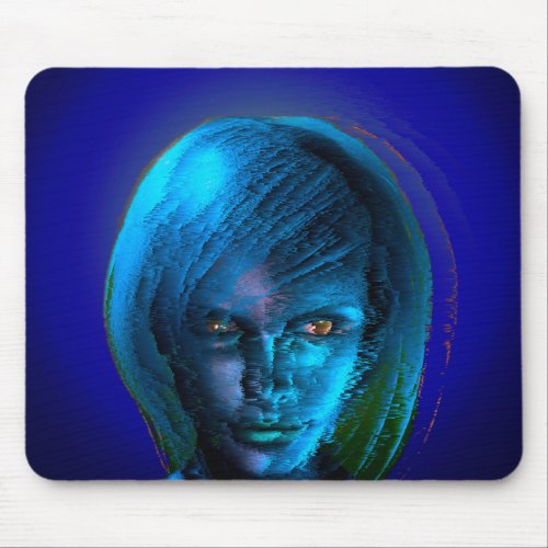Woman in blues mouse pad