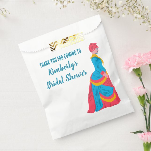 Woman in Bustle Dress Personalized Bridal Shower Favor Bag (Sealed)