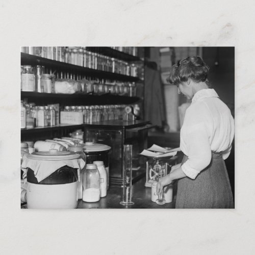 Woman in Chemistry Lab 1910s Postcard