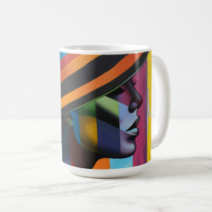 Woman in Colorful Hat 4 Striking silhouette Coffee Mug