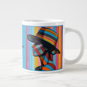 Woman in Colorful Hat 6 striking silhouette Giant Coffee Mug
