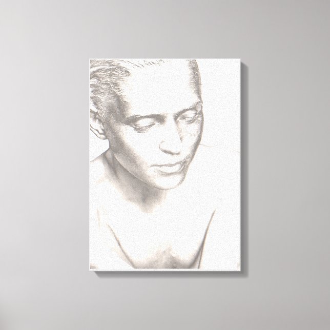 Woman in Contemplation Black White Canvas Print (Front)