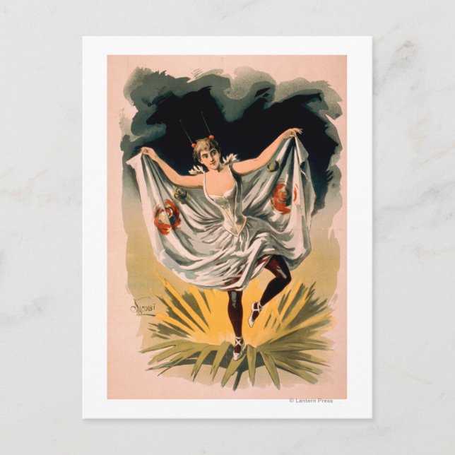 Woman in Dance Costume on Flower Poster Postcard (Front)