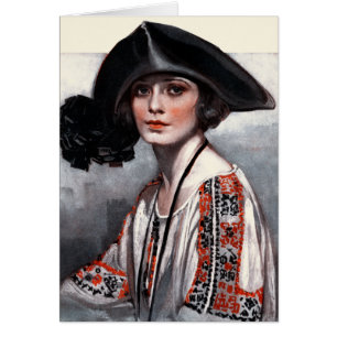 Woman in Embroidered Blouse