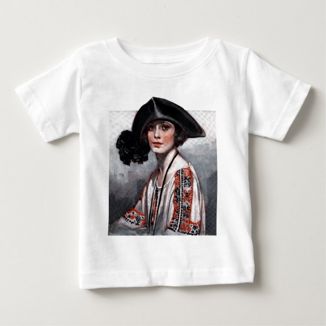 Woman in Embroidered Blouse Baby T-Shirt (Front)
