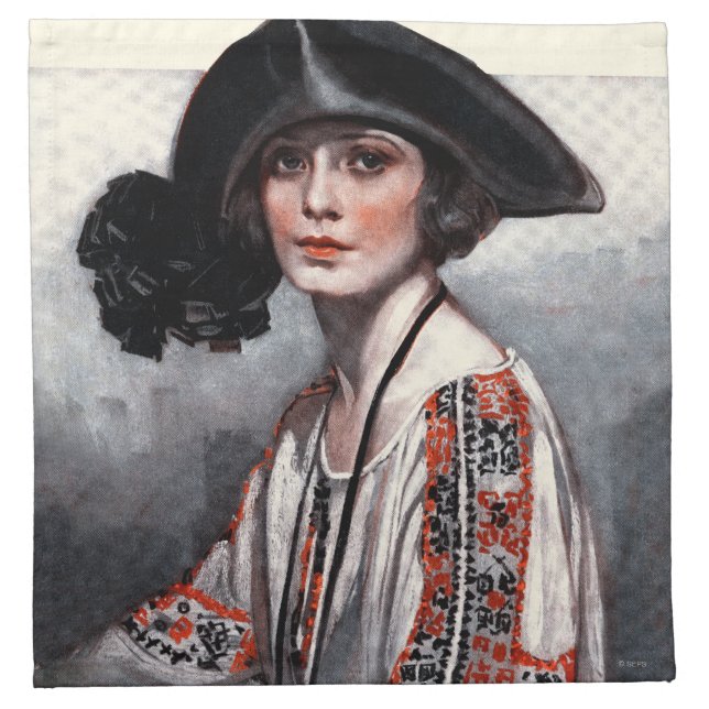 Woman in Embroidered Blouse Napkin (Front)