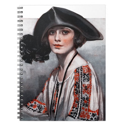 Woman in Embroidered Blouse Notebook