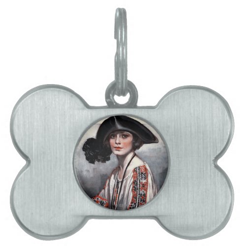 Woman in Embroidered Blouse Pet ID Tag