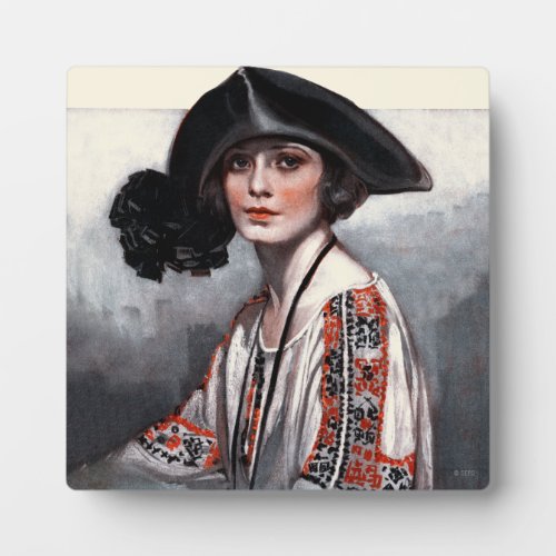 Woman in Embroidered Blouse Plaque