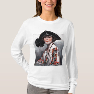 Woman in Embroidered Blouse T-Shirt
