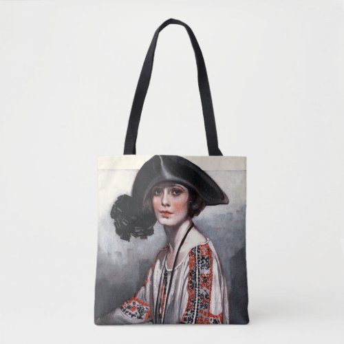 Woman in Embroidered Blouse Tote Bag