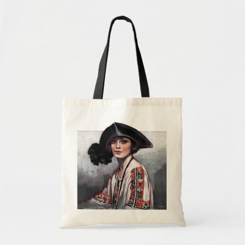 Woman in Embroidered Blouse Tote Bag