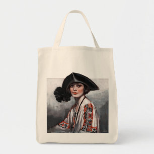 Woman in Embroidered Blouse Tote Bag