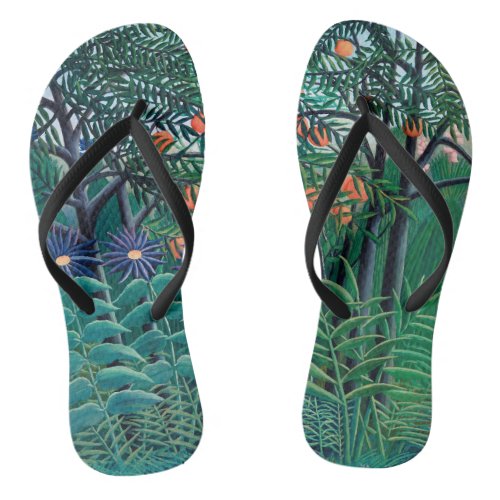 Woman in Exotic Tropical Forest Flip Flops