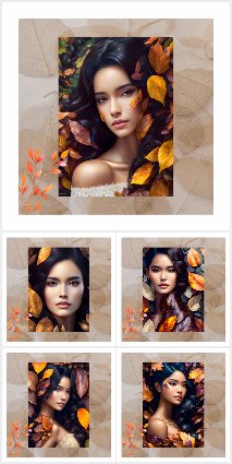 Woman in fall leaves, Postcrossing Postcard