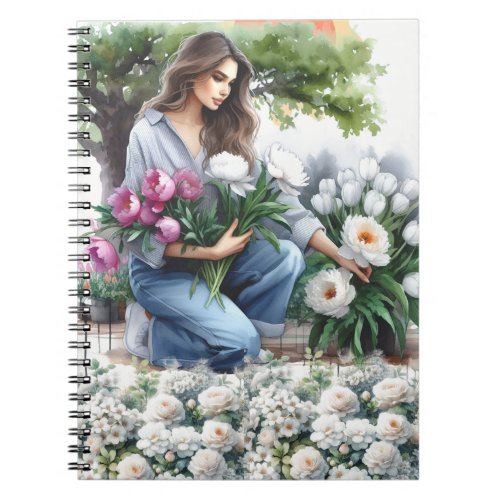 Woman in Flower Garden Journal
