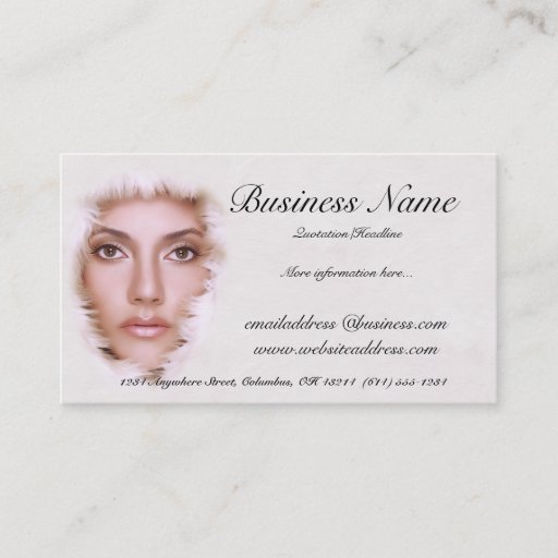 Customizable Woman in Fur Like Fabric Business Cards