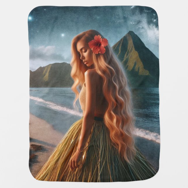 Woman in Grass Skirt Baby Blanket (Front)