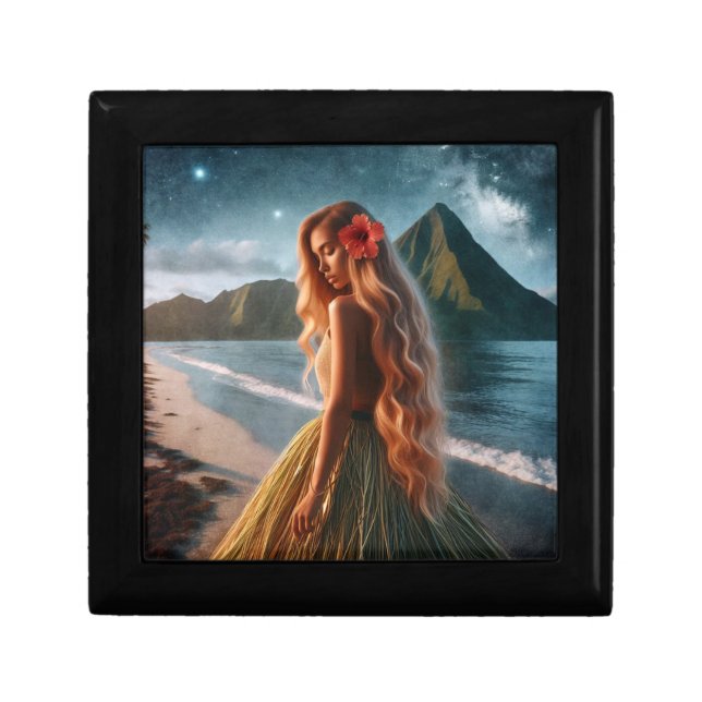 Woman in Grass Skirt Gift Box (Front)