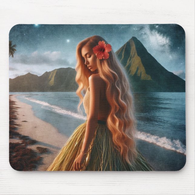 Woman in Grass Skirt Mouse Pad (Front)