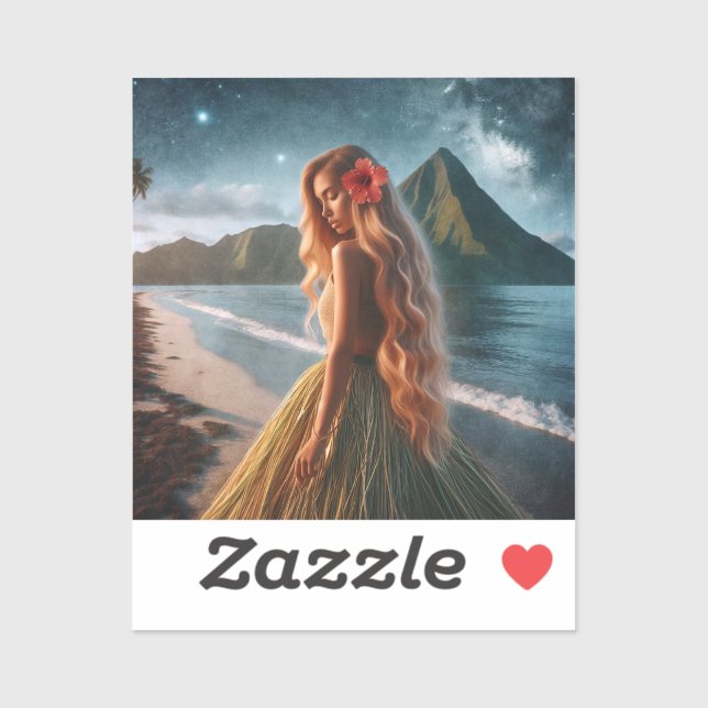 Woman in Grass Skirt Sticker (Sheet)