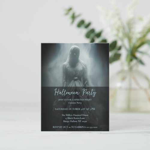 Woman in Gray Halloween Party Invitation