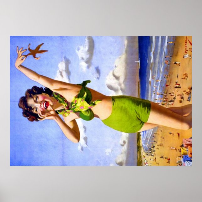Woman in green bikini poster (Front)