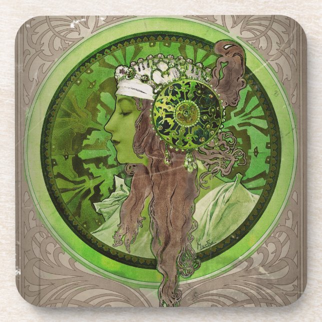 Woman in Green - LAUREL Beverage Coaster (Front)