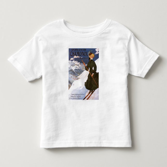 Woman in Green Skiing Poster Toddler T-shirt (Front)