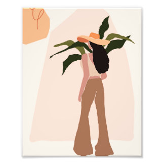 Woman in hat and bell bottoms photo print