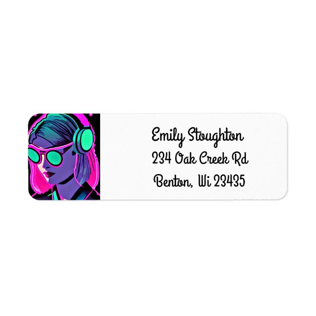 Woman in Headphones Artsy AI Art Label (Front)