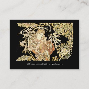 Woman In Jasmine Vines Business Card by hermoines at Zazzle