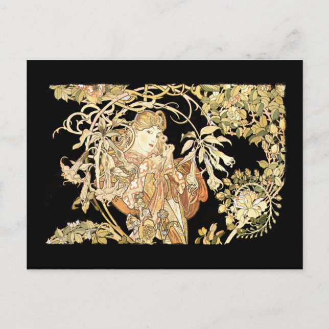 Woman in Jasmine Vines Postcard (Front)
