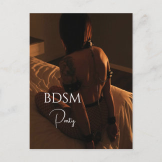 Woman in Leather Accessories in Submission Pose Postcard