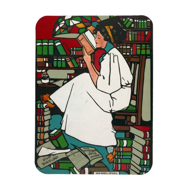 Woman in Library Magnet (Vertical)