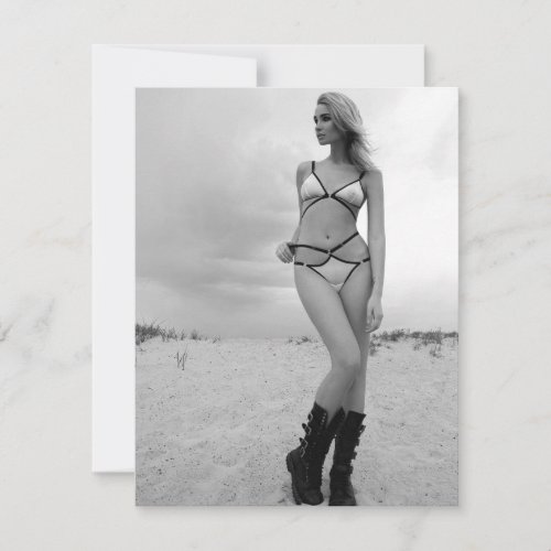 Woman in light_colored underwear and leather boots note card