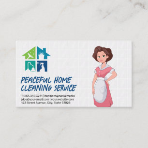 Woman in Maid Attire   Cleaning Icons Business Card