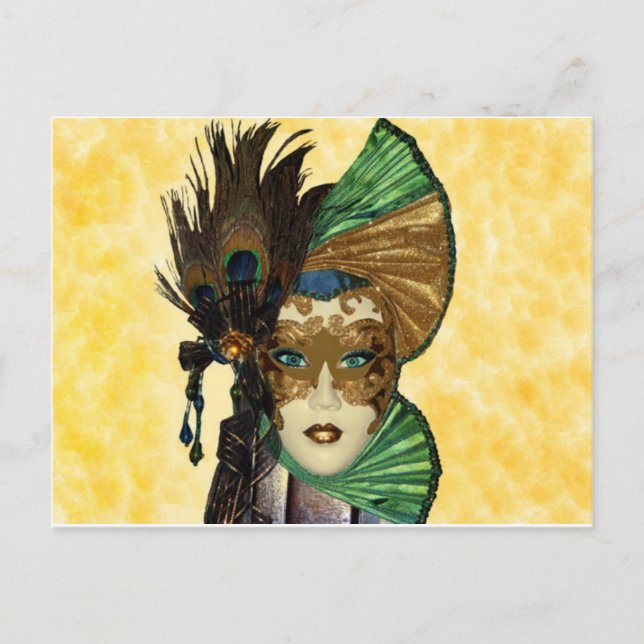 Woman In Masquerade Art Postcard (Front)