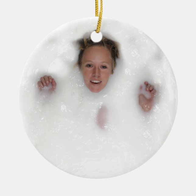 Woman in Milk Ceramic Ornament (Front)