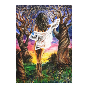 Woman In Nature Canvas Print - Painting