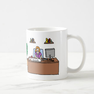 Woman in office - personalized cartoon mug