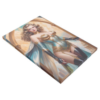 Woman In Opulent Gold Turquoise Attire by Xzendor7 Gallery Wrap